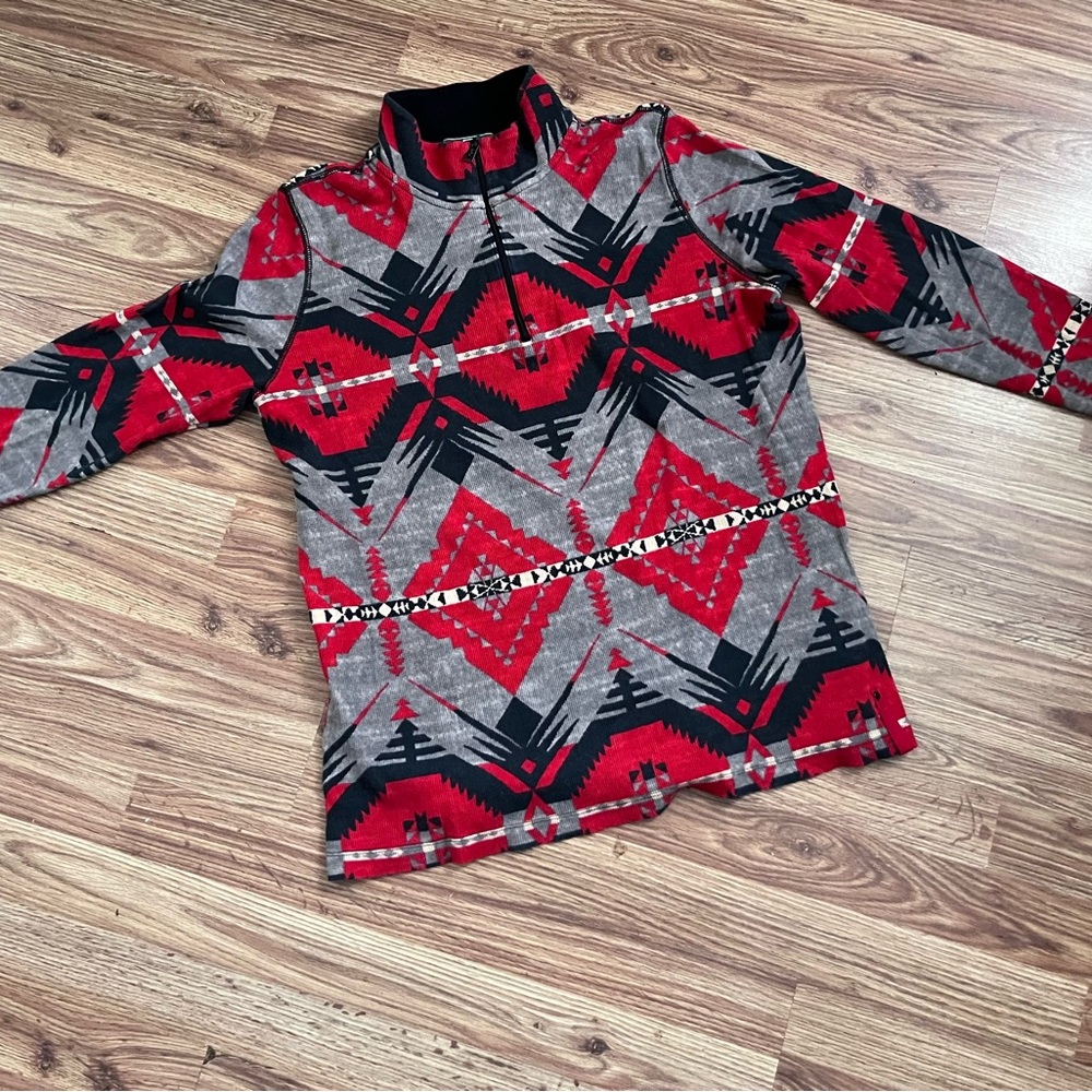 Lauren Ralph Lauren Red and Black Geometric Sweatshirt